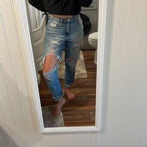 AE High Waisted Mom Jeans - Curvy Distressed Jeans